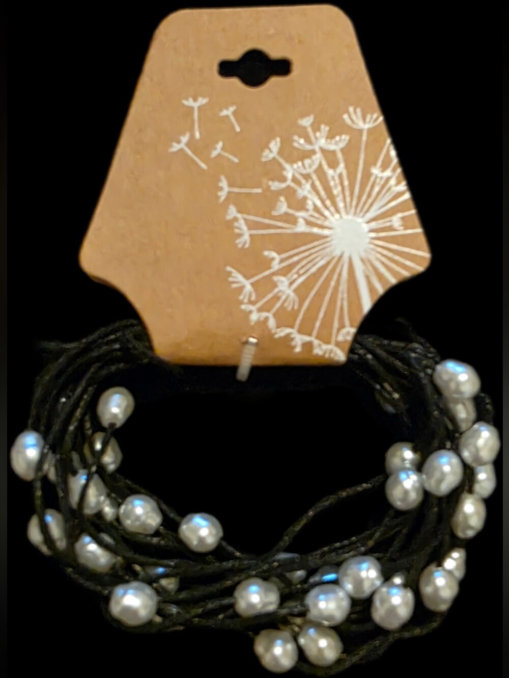 Black Faux Pearl Multi-Strand Bracelet